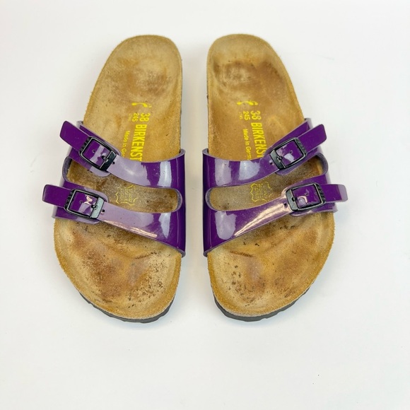 Birkenstock Womens US 7 Euro 38 Sandals Ibiza 2-Strap Patent Leather Purple - Picture 1 of 9